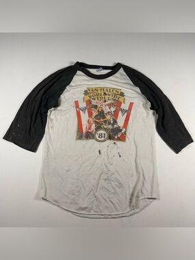 Vintage Van Halen Raglan Shirt Mens The Knits Tag L Fits: Medium World Tour 1981